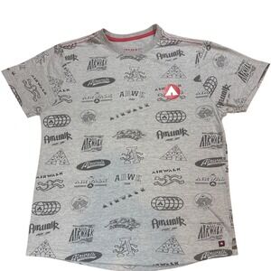 Airwalk Graphic Print Gray T-Shirt Mens Large Skateboarding‎ All Over